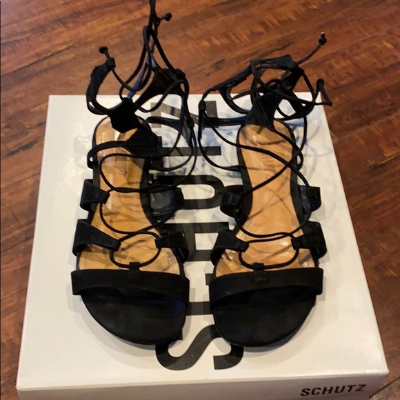 Schutz Erlina gladiator sandals in black side SZ 6 - Picture 2 of 5